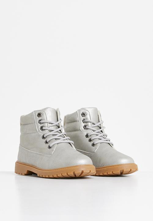 Pop Candy - Girls lace up boot - grey