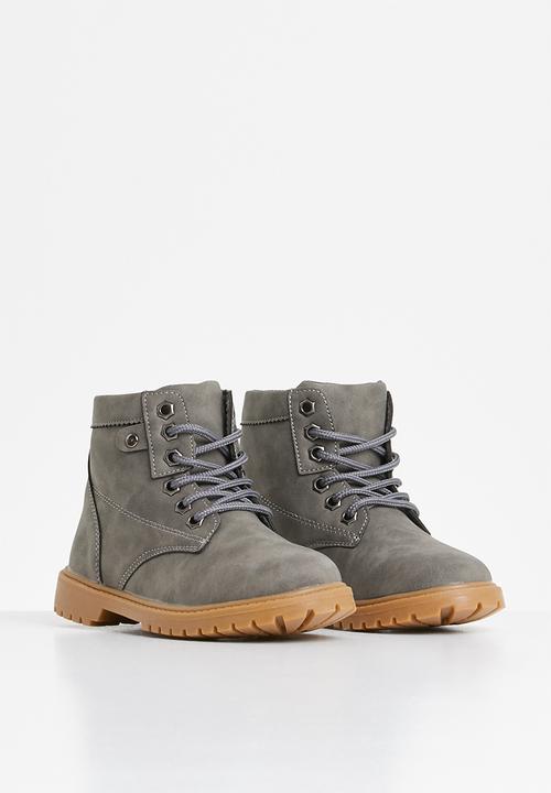 Rebel Republic - Teen boys lace up boot - grey