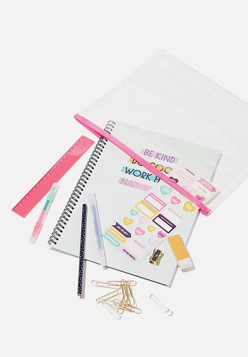 Typo - A4 stationery kit - white & pink 