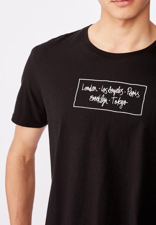 Factorie - Cities curved graphic T-shirt - black
