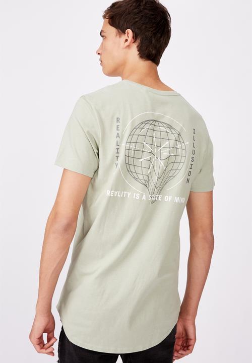 Factorie - Curved graphic t shirt - fern/state of mind