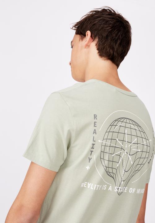Factorie - Curved graphic t shirt - fern/state of mind