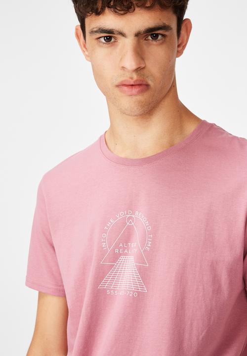 Factorie - Curved graphic T-shirt - heather rose/beyond