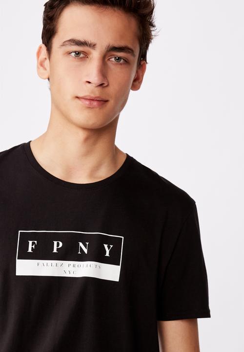 Factorie - Bleecker curved graphic T-shirt - black