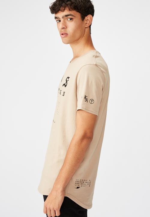Factorie - Los curved graphic T-shirt - humus