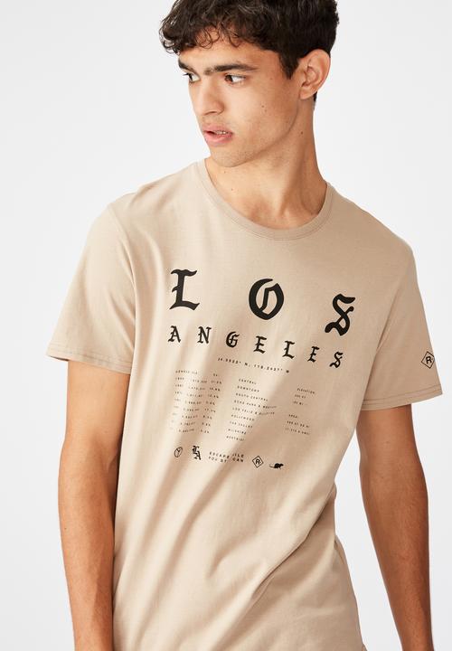 Factorie - Los curved graphic T-shirt - humus