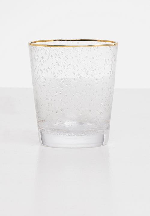 Excellent Houseware - Gold rim water glass set of 2 - clear