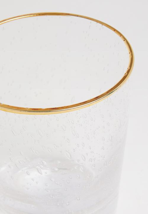 Excellent Houseware - Gold rim water glass set of 2 - clear