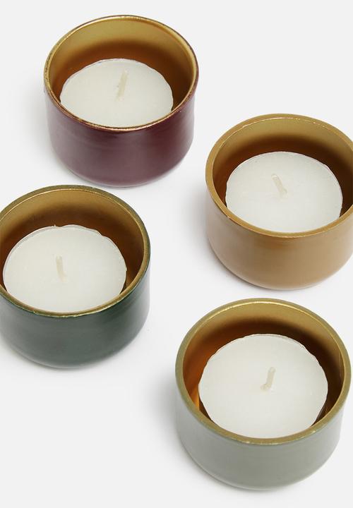 H&S - Aluminium tealight holder set of 4 - multi