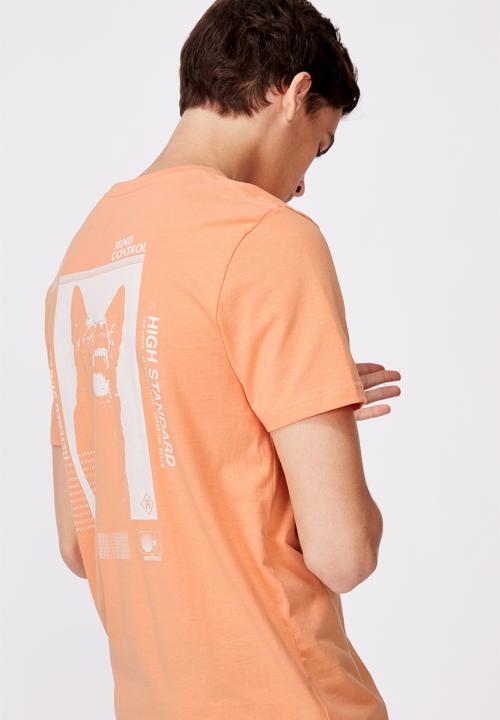 Factorie - Verified mind slim graphic t shirt - washed orange
