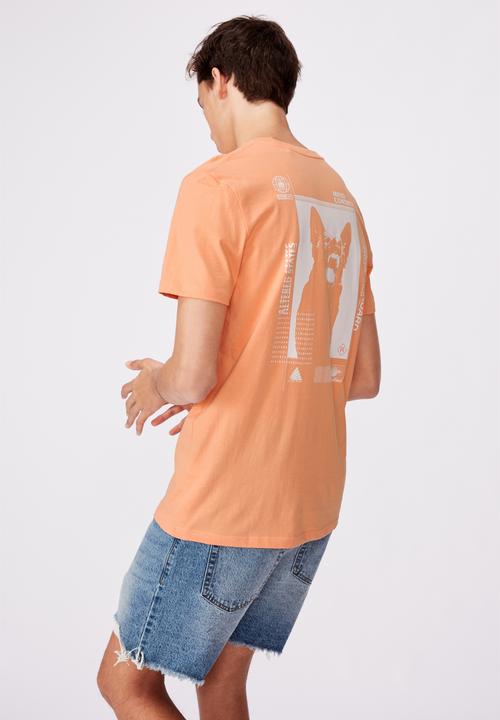 Factorie - Verified mind slim graphic t shirt - washed orange