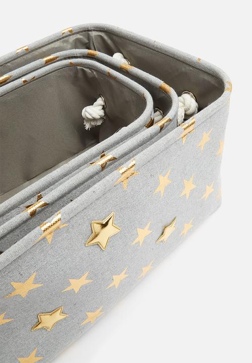 H&S - Star storage set of 3 - grey