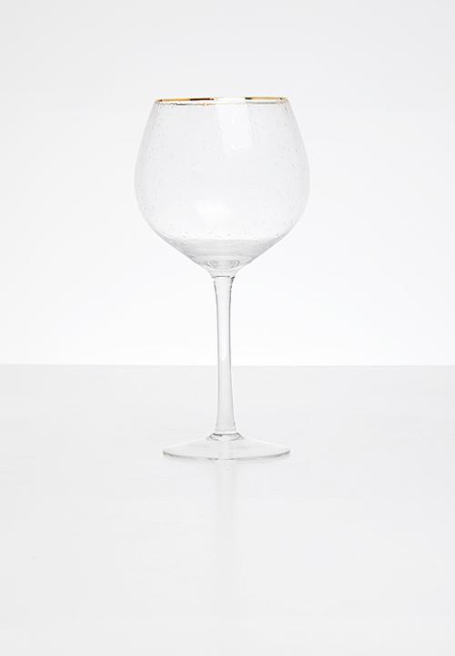 Excellent Houseware - Gold rim wine glass set of 2 - clear