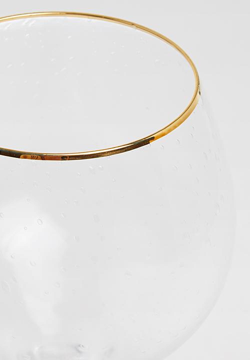 Excellent Houseware - Gold rim wine glass set of 2 - clear