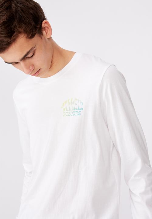 Factorie - Villain records slim long sleeve graphic T-shirt - white