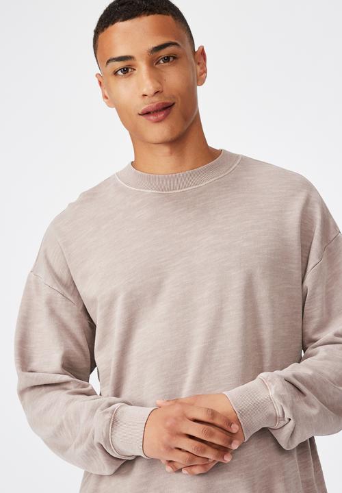 Cotton On - Pigment dyed oversized crew - musk