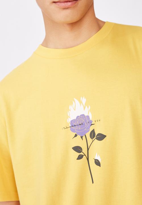 Factorie - Flame rose regular graphic T-shirt - yellow