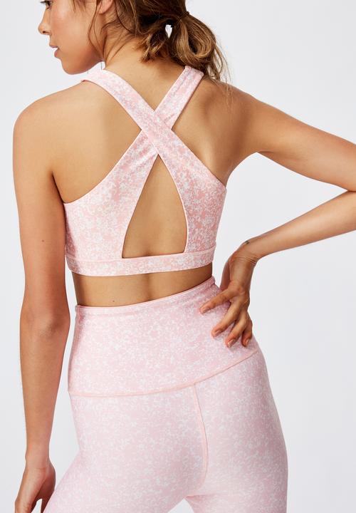 Cotton On - Workout cut out crop ditsy texture - peony pink