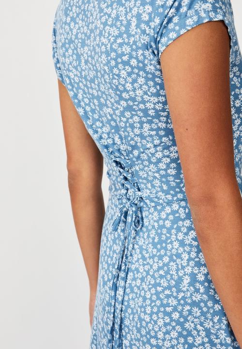 Cotton On - Becky tie back mini tea dress frankie ditsy - provincial blue