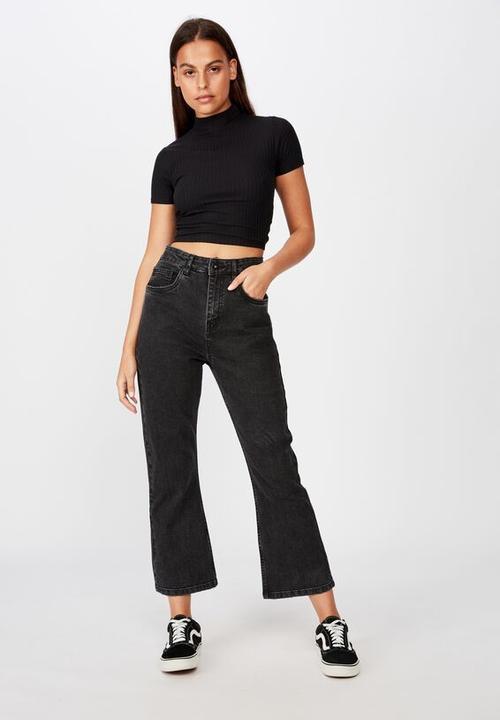 Factorie - Cropped flare jeans - black