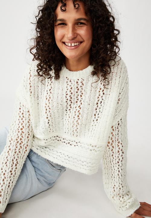 Cotton On - Wide sleeve chopped pullover - white