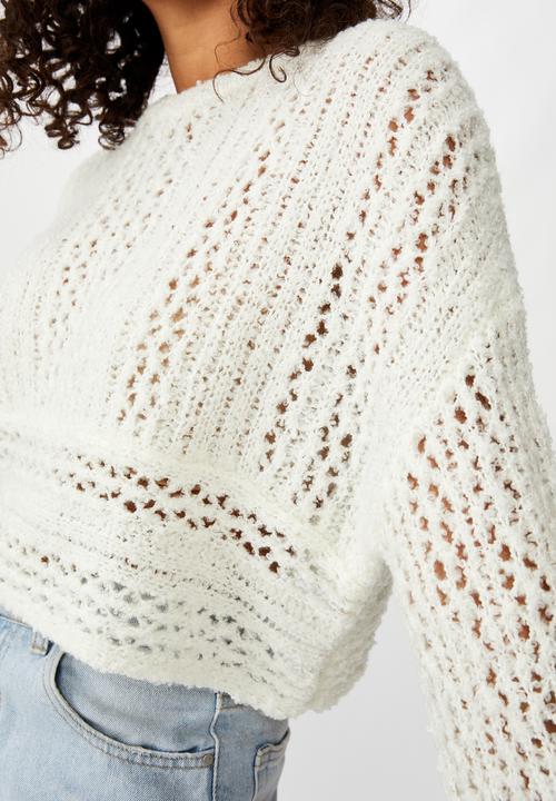 Cotton On - Wide sleeve chopped pullover - white