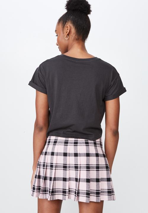 Factorie - Curved hem short sleeve top - pirate black