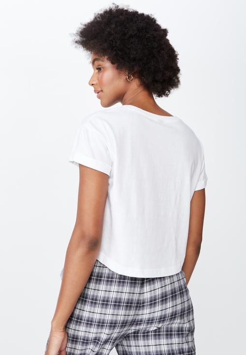 Factorie - Curved hem short sleeve top - white