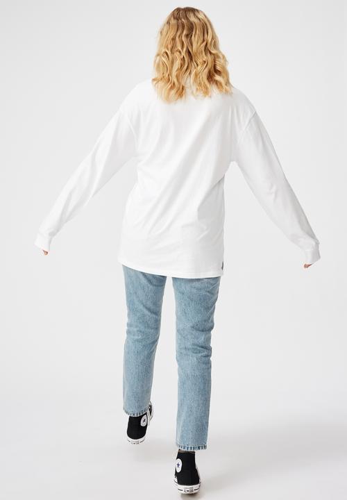 Factorie - Oversized ls graphic tee skull lover - white