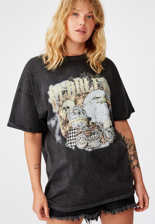 Factorie - Oversized graphic tee fearless - black