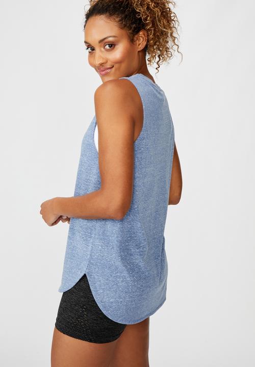 Cotton On - Active curve hem tank - blue