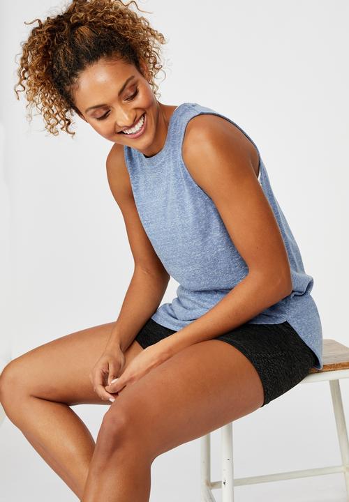 Cotton On - Active curve hem tank - blue