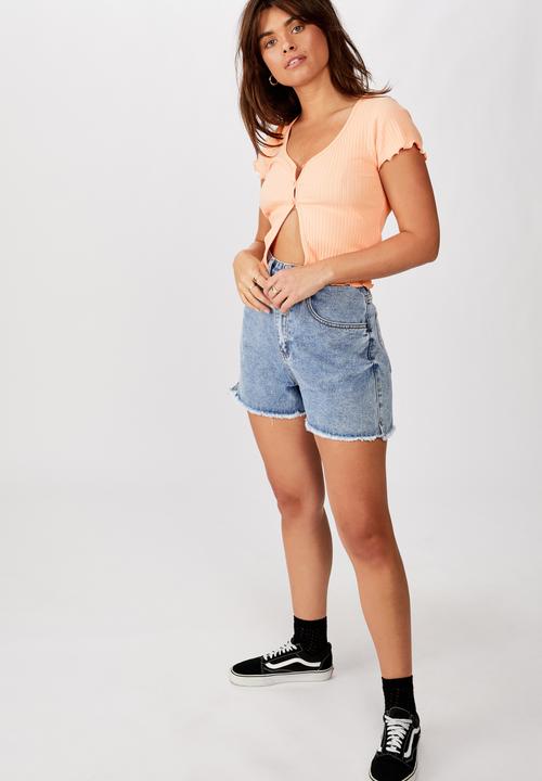 Factorie - Short sleeve lettuce cardi - peach