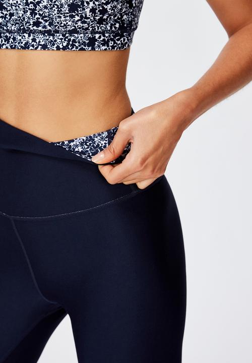 Cotton On - Reversible 7/8 tight  ditsy texture  - ombre & navy