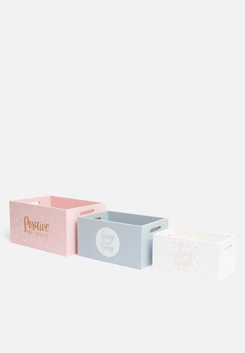 H&S - Crate set of 3 - blue & pink
