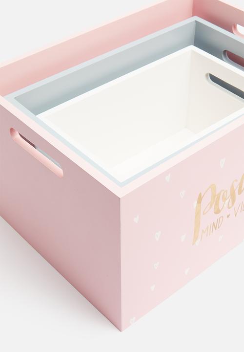 H&S - Crate set of 3 - blue & pink