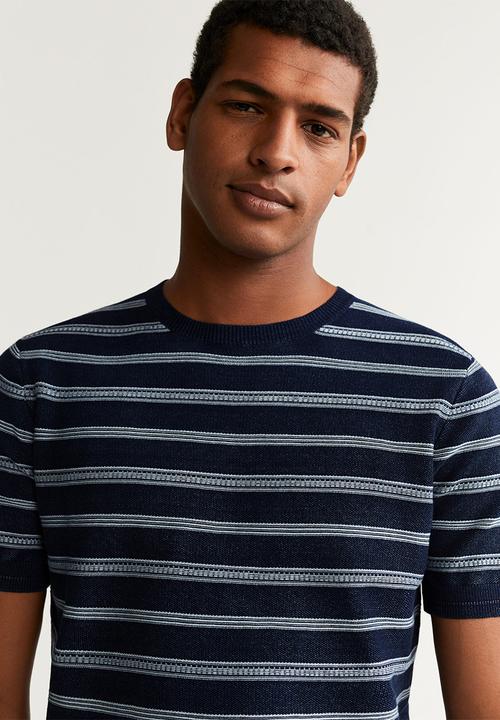 MANGO - Miso jersey - navy/white