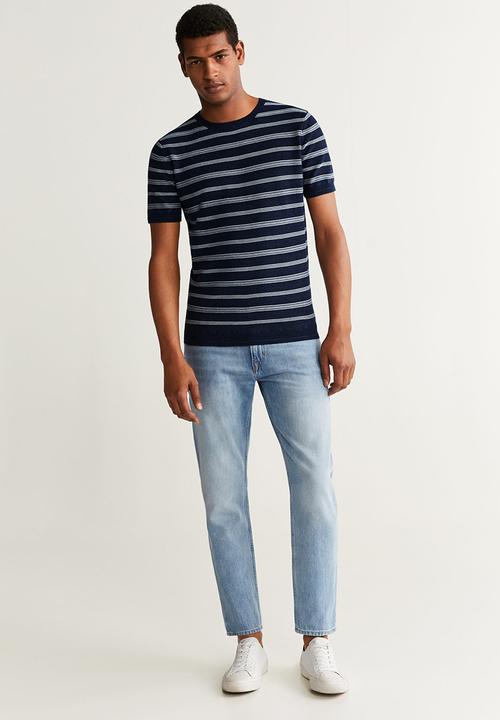 MANGO - Miso jersey - navy/white
