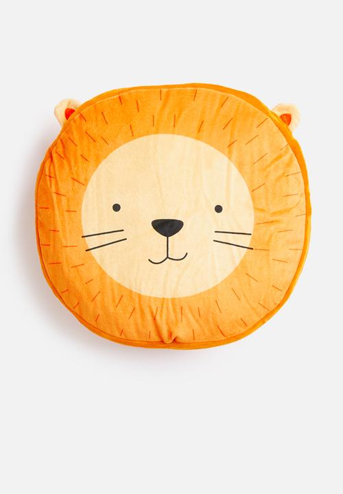 H&S - Lion face cushion - orange & yellow 