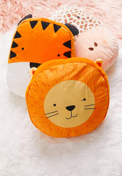 H&S - Lion face cushion - orange & yellow 