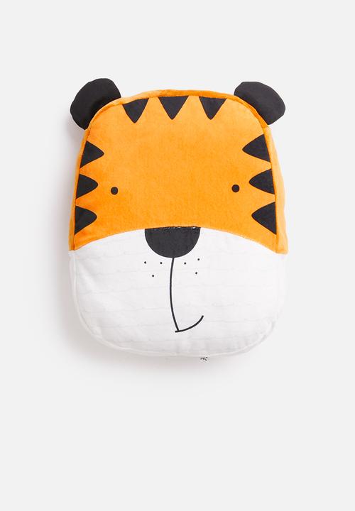 H&S - Tiger face cushion - orange & white 