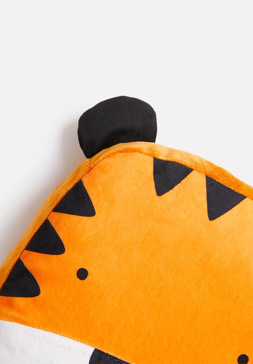 H&S - Tiger face cushion - orange & white 