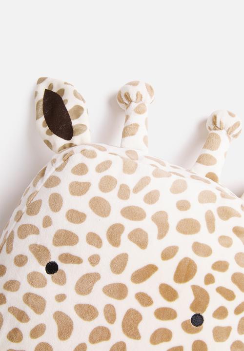 H&S - Giraffe face cushion - cream & brown 