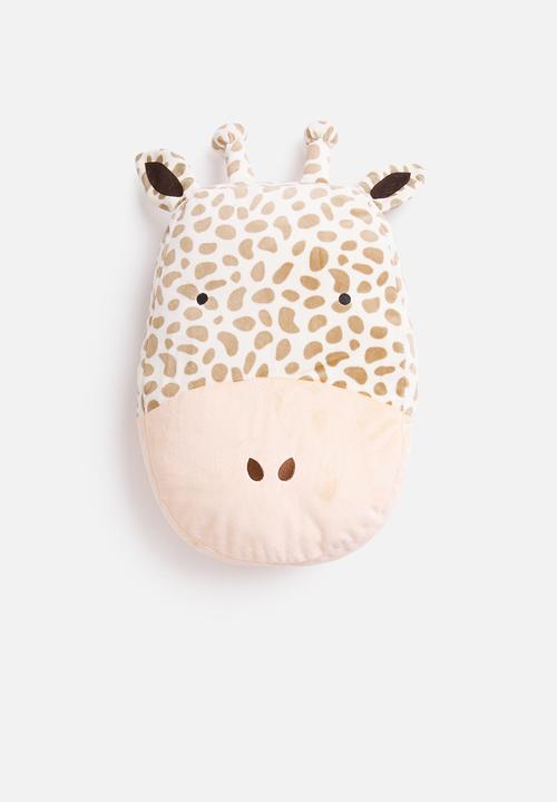 H&S - Giraffe face cushion - cream & brown 