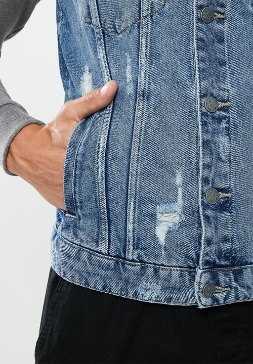 Only & Sons - Coin hood trucker - blue