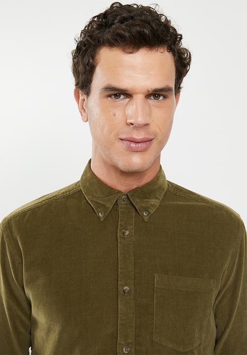 Only & Sons - Georg long sleeve solid corduroy shirt - khaki