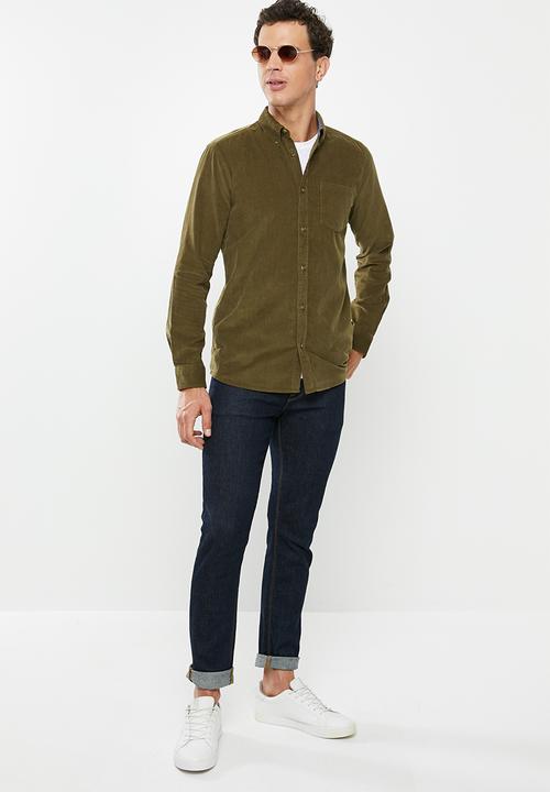 Only & Sons - Georg long sleeve solid corduroy shirt - khaki