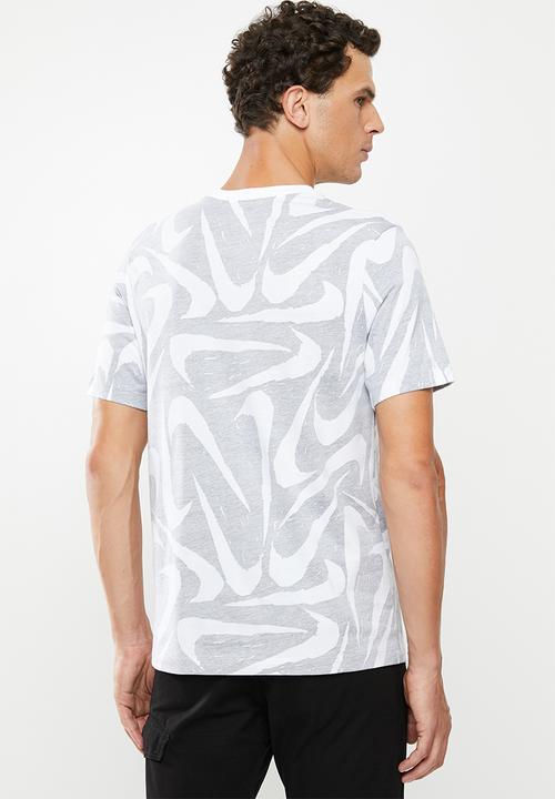 Nike - Nike sportswear hand drawn all over print tee - white & grey 