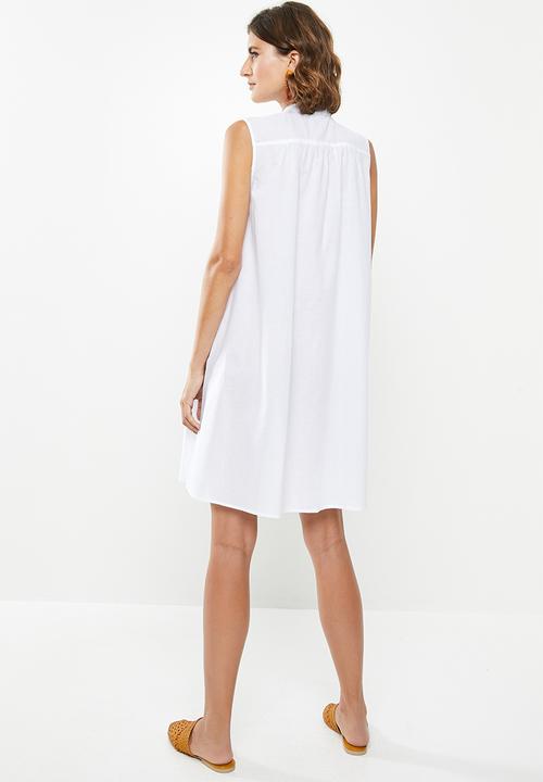edit - Sleeveless cotton voile tunic - white