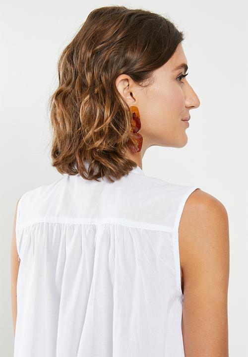 edit - Sleeveless cotton voile tunic - white